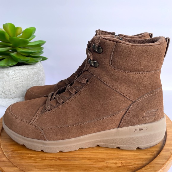 Skechers On-The-Go Glacial Ultra Serene Dream Women's 10 Brown Suede Winter Boot - Picture 1 of 8
